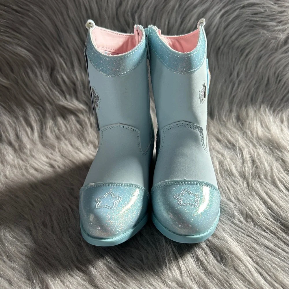 Ground Up Bluey Cowgirl Toddler Girl Size 9 Blue Light Up Shoes Side Zip Pull On